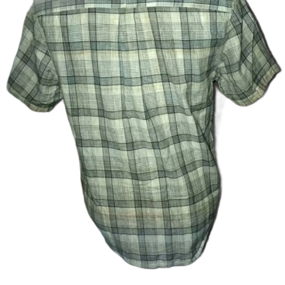Horny Toad Button Shirt Sleeve Dress Down Plaid green brown checked outdoor man - Picture 4 of 7